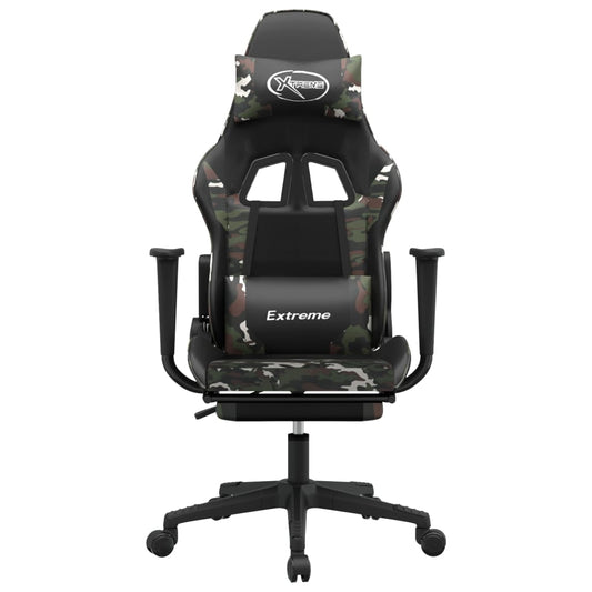 vidaXL Gaming Chair with Footrest Black and Camouflage Faux Leather-1
